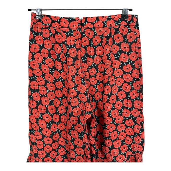 Anthropologie ETT TWA VirginieRed Floral Ruffle Flared Poppy Print Pants Size 2 - Picture 12 of 16